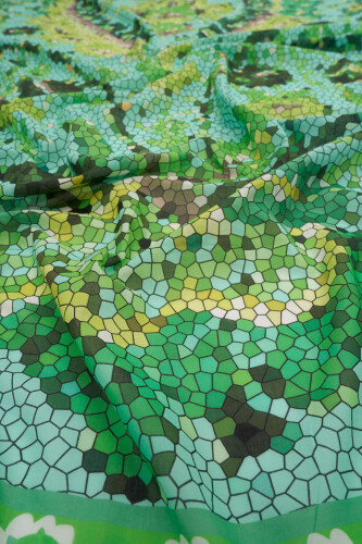 Balon Mozaik Yeşil Pamuk Şal / Pareo 123x200 - 2