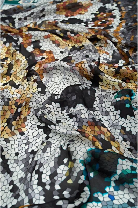 Baloon Mosaic Silk Shawl Yellow - 4