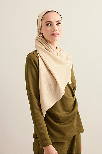 Bambunoor Antik Bej Naia Eşarp 95x95 - 5