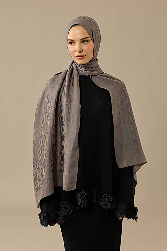 Bambunoor Antrasit Naia Pamuk Şal 70x210 - Imannoor (1)