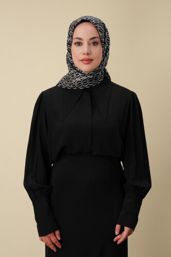 Bambunoor Antrasit Tivil İpek Eşarp 90x90 - 3