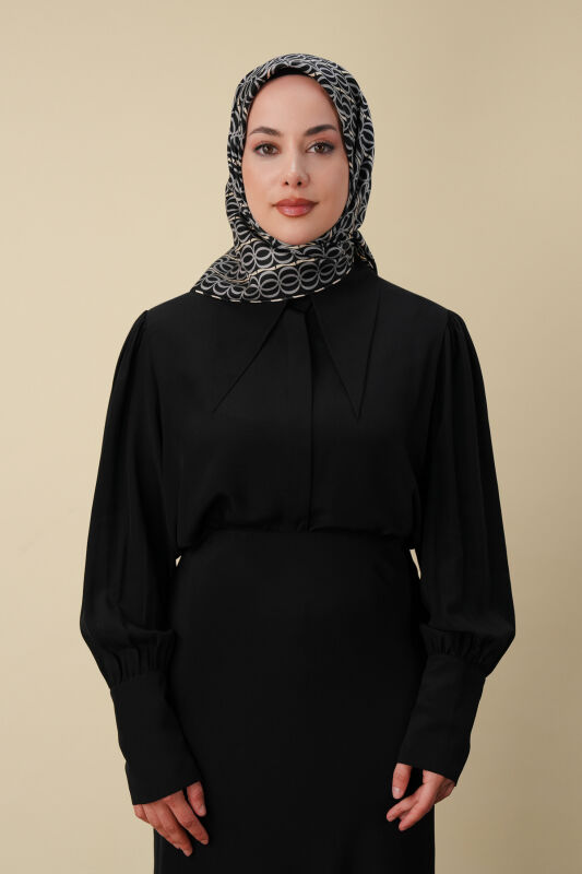 Bambunoor Antrasit Tivil İpek Eşarp 90x90 - 3