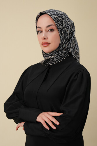 Bambunoor Antrasit Tivil İpek Eşarp 90x90 - 5