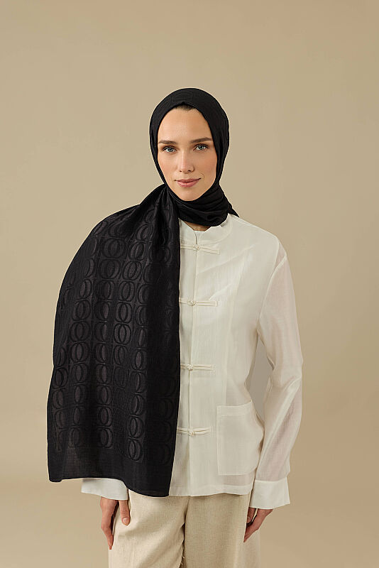 Bambunoor Black Naia Cotton Shawl - 5