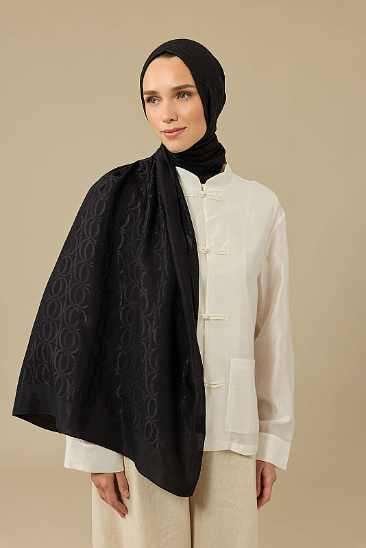 Bambunoor Black Naia Cotton Shawl - 1