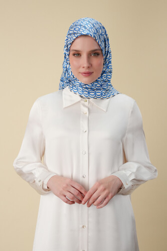 Bambunoor Blue Silk Scarf - 5