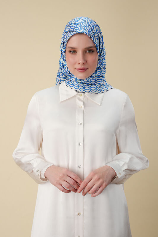 Bambunoor Blue Silk Scarf - 5