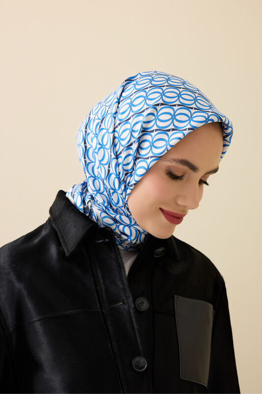 Bambunoor Blue Silk Scarf - 3