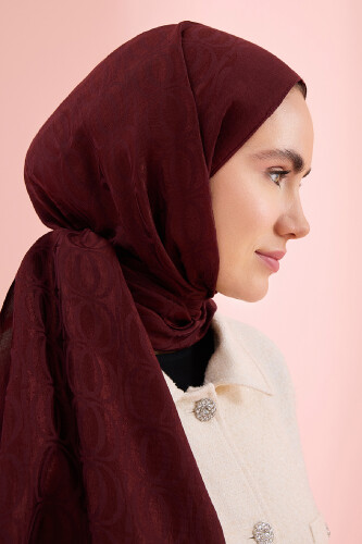 Bambunoor Bordo Naia Pamuk Şal 70x210 
