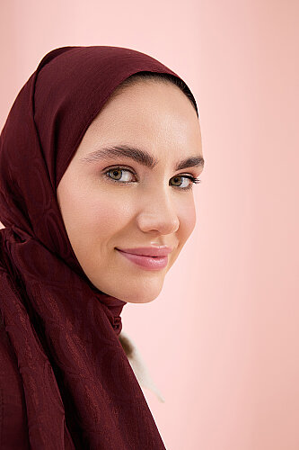 Bambunoor Bordo Naia Pamuk Şal 70x210 - Imannoor (3)