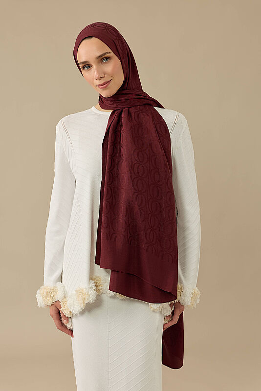 Bambunoor Burgundy Naia Cotton Shawl - 3