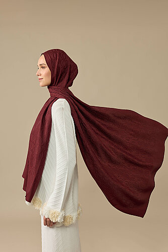 Bambunoor Burgundy Naia Cotton Shawl - Imannoor