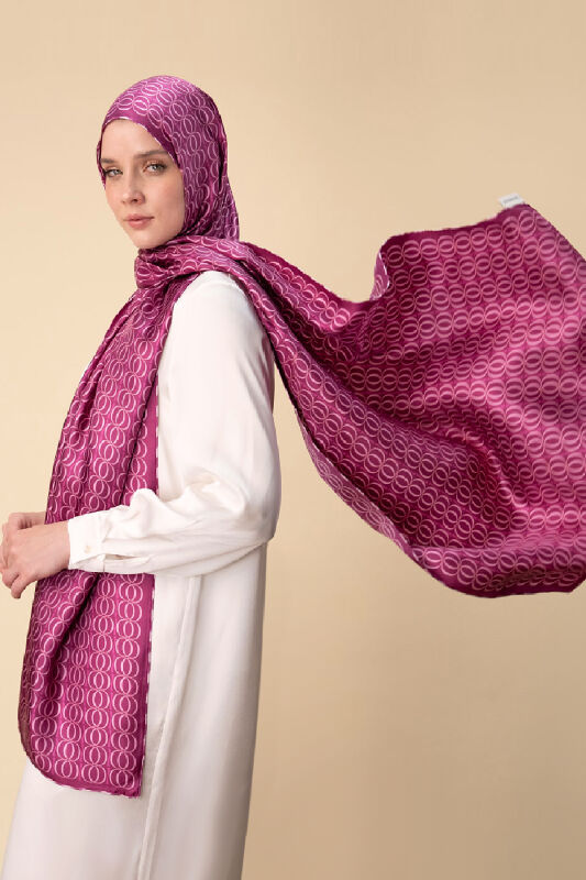 Bambunoor Fuchsia Silk Twill Shawl - 1