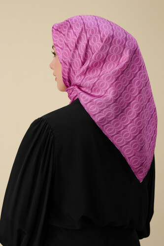Bambunoor Fuşya Tivil İpek Eşarp 90x90 - 6