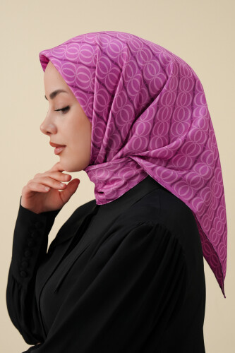 Bambunoor Fuşya Tivil İpek Eşarp 90x90 - 3