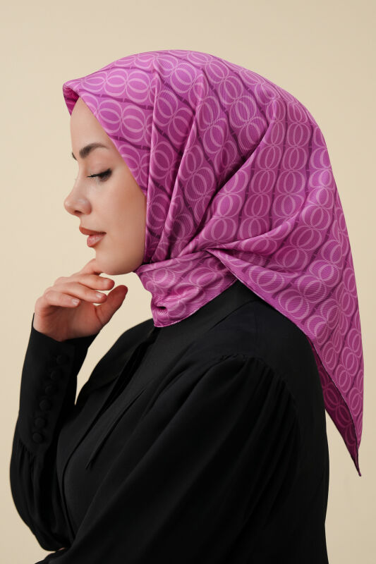Bambunoor Fuşya Tivil İpek Eşarp 90x90 - 3