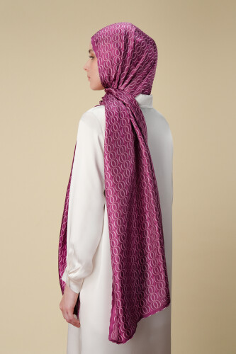 Bambunoor Fuşya Tivil İpek Şal 70x210 - 3