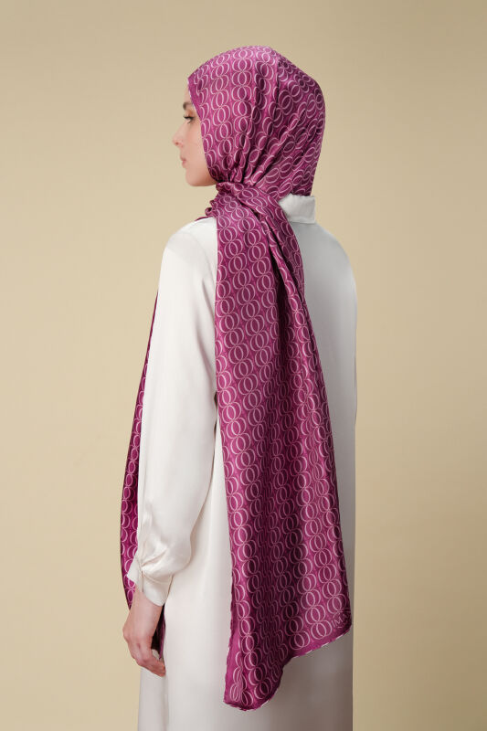 Bambunoor Fuşya Tivil İpek Şal 70x210 - 3