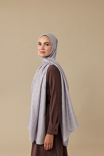 Bambunoor Gri-Lila Naia Pamuk Şal 70x210 - Imannoor