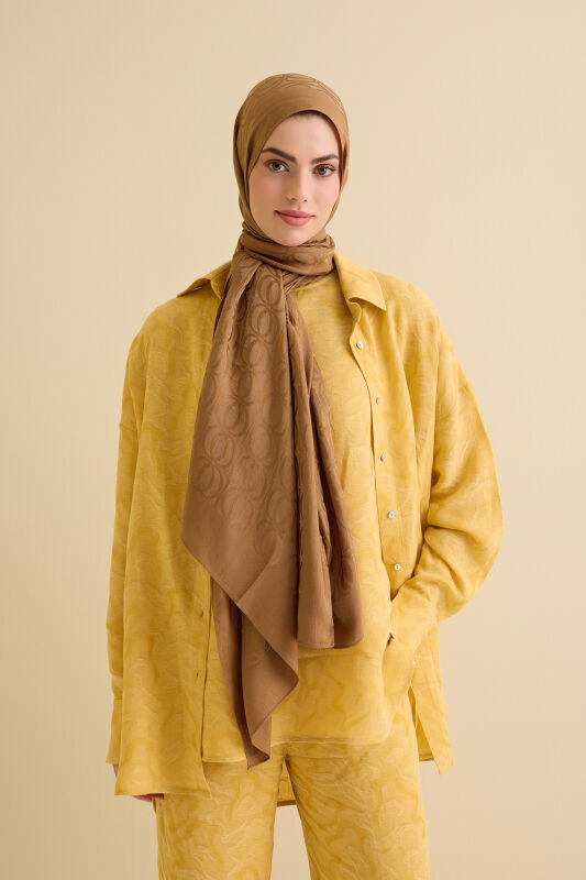 Bambunoor Khaki Naia Cotton Shawl - 3