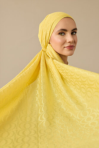 Bambunoor Limon Sarısı Naia Pamuk Şal 70x210 - Imannoor (1)