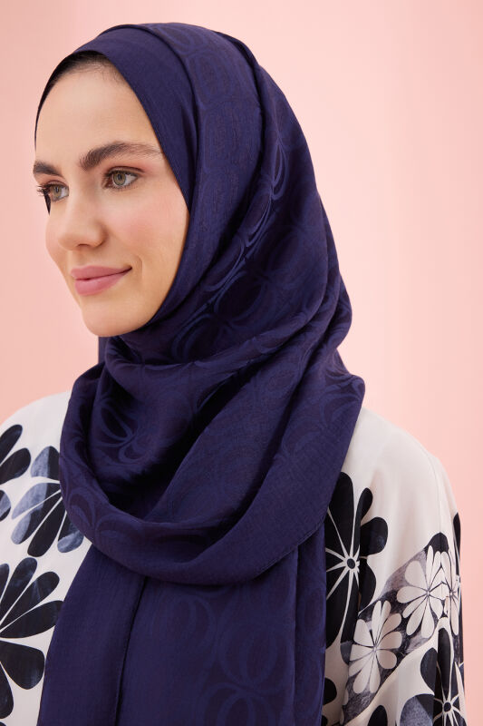 Bambunoor Navy Blue Naia Cotton Shawl - 3