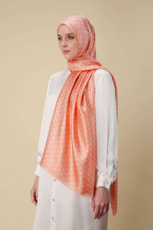 Bambunoor Salmon Silk Twill Shawl - 5