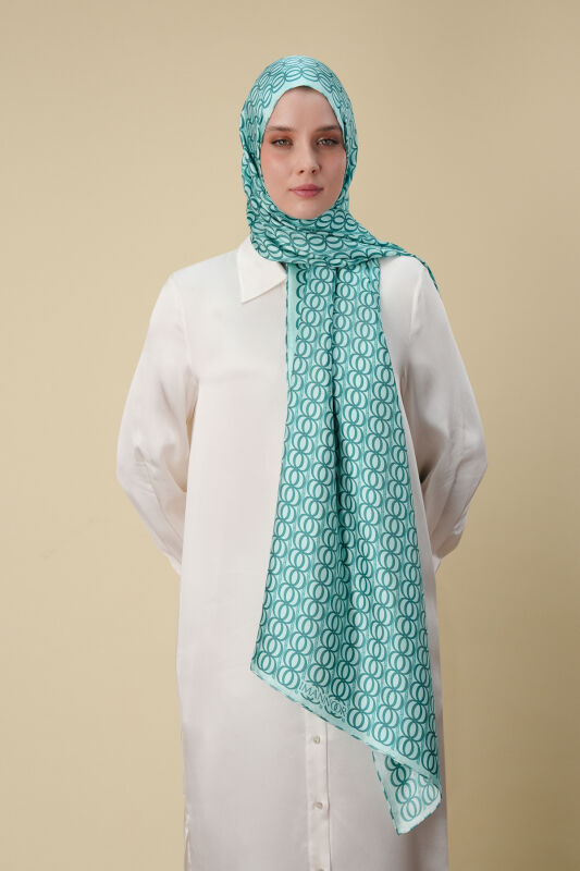 Bambunoor Turquoise Twill Silk Shawl - 3