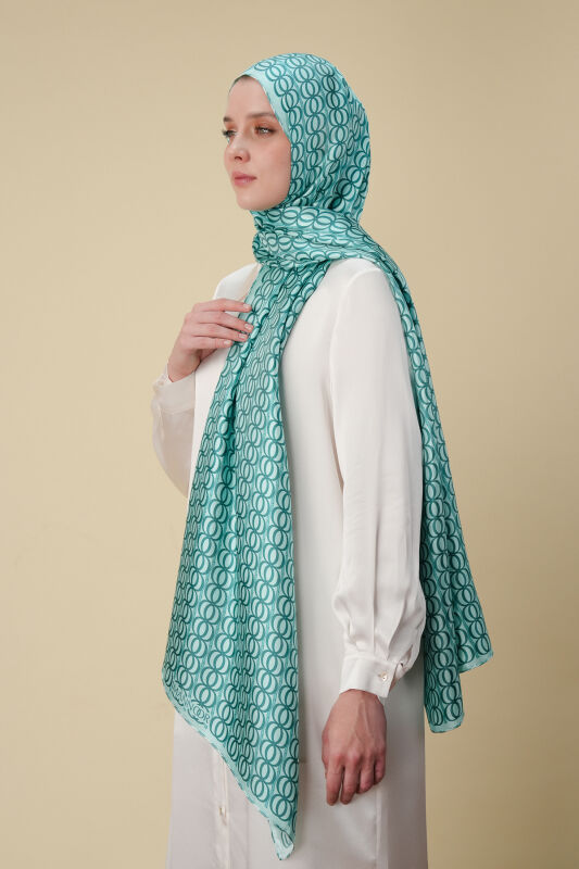 Bambunoor Turquoise Twill Silk Shawl - 5