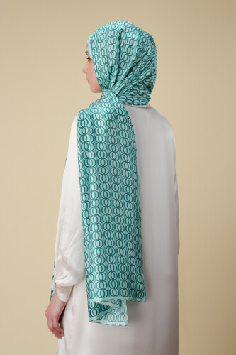Bambunoor Turquoise Twill Silk Shawl - 6