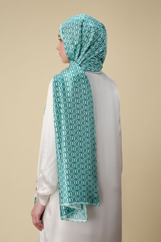 Bambunoor Turquoise Twill Silk Shawl - 6