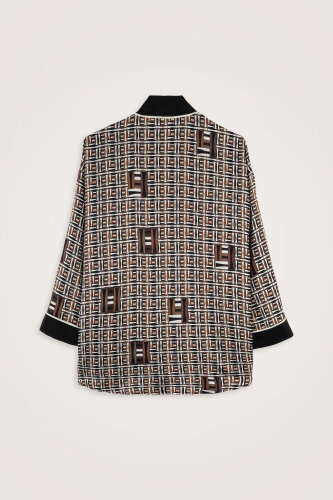 Basket Brown Twill Silk Kimono - 4