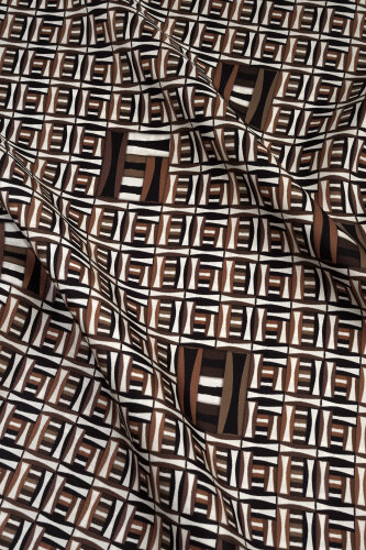 Basket Brown Twill Silk Sleeveless Blouse - 2