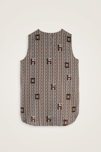 Basket Brown Twill Silk Sleeveless Blouse - 5