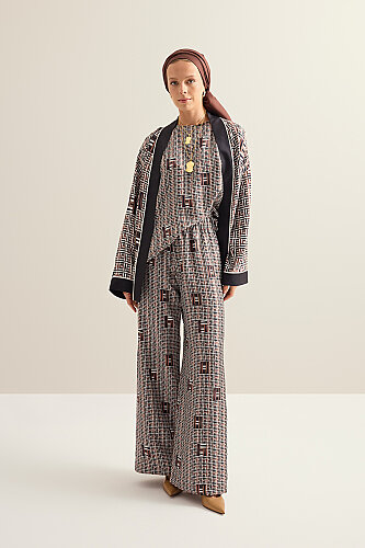 Basket Brown Twill Silk Trousers - 1