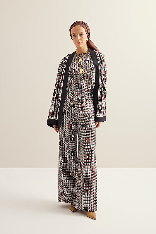 Basket Brown Twill Silk Trousers - 1