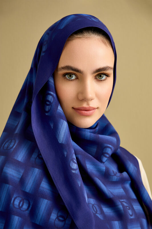 Basket Flosh Viscose Shawl Navy - 5