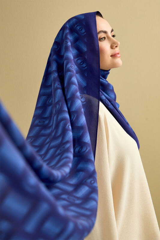 Basket Flosh Viscose Shawl Navy - 3