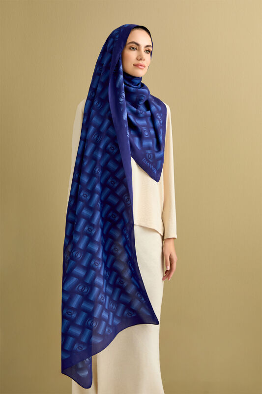 Basket Flosh Viscose Shawl Navy - 1