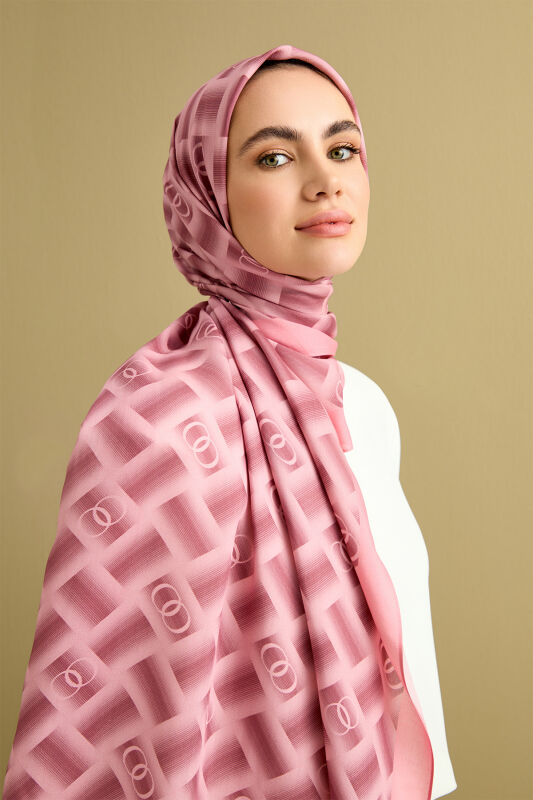 Basket Flosh Viscose Shawl Pink - 1