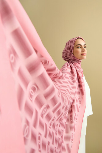 Basket Flosh Viscose Shawl Pink - 5