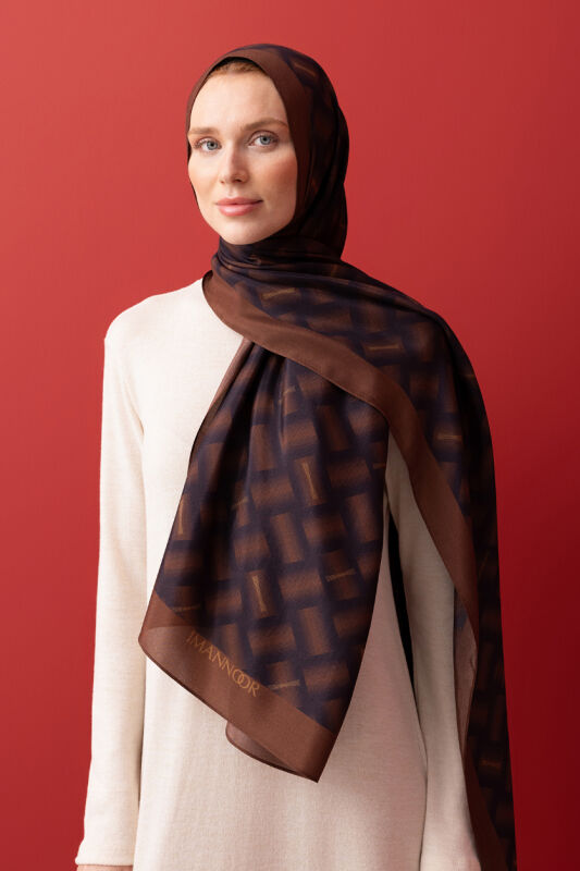 Basket Flush Viscose Shawl Brown - 1