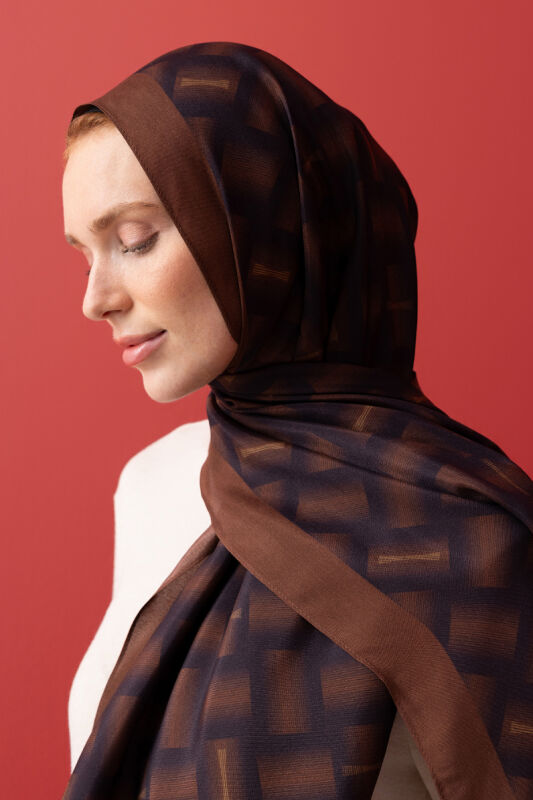 Basket Flush Viscose Shawl Brown - 3