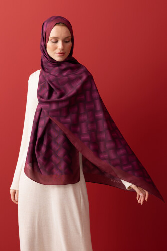 Basket Flush Viscose Shawl Burgundy 