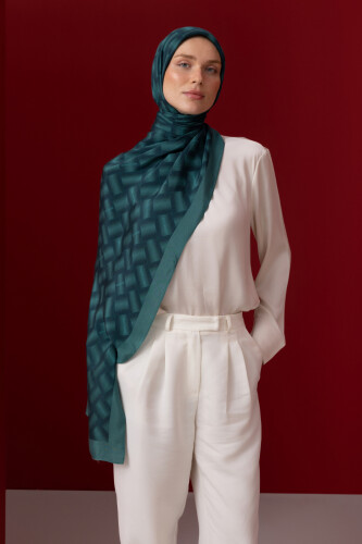 Basket Flush Viscose Shawl Green - 5