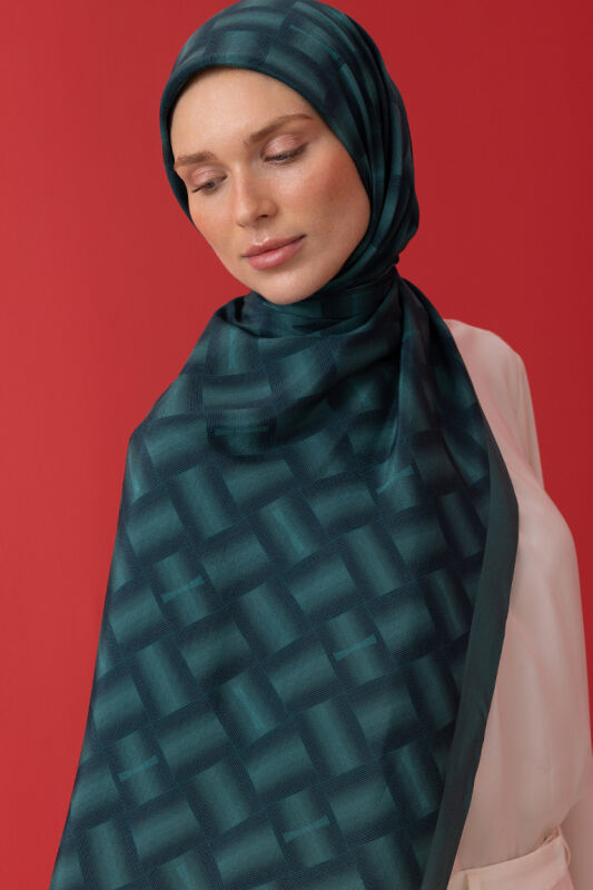 Basket Flush Viscose Shawl Green - 3