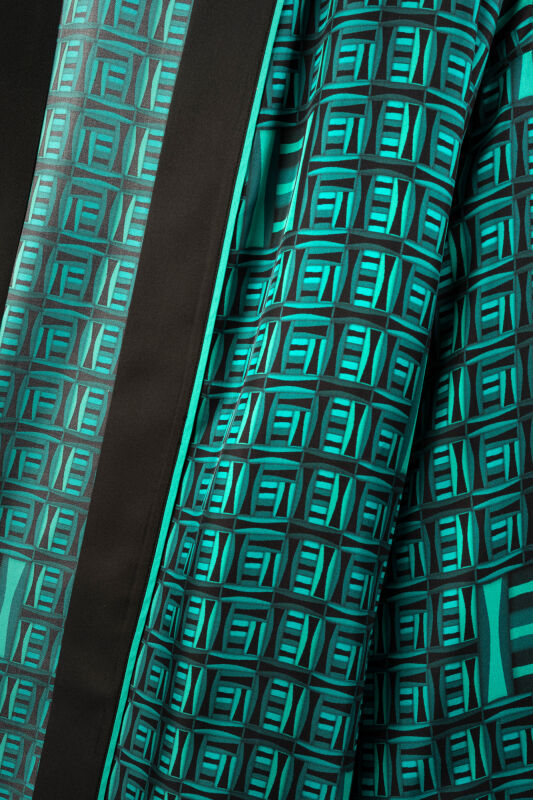 Basket Green Twill Silk Kimono - 4
