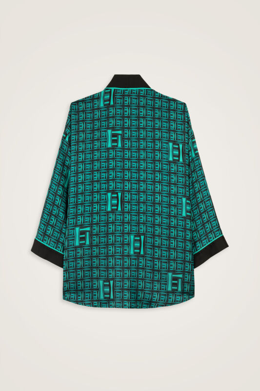Basket Green Twill Silk Kimono - 6