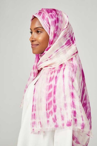 Batik Fuşya İpek Şal 68x200 - 2