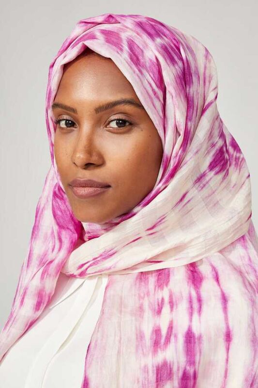 Batik Fuşya İpek Şal 68x200 - 4